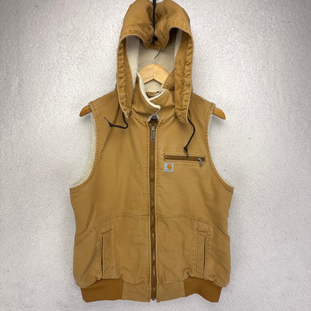Carhartt Wildwood Hooded Vest Sherpa Lined Womens Large 102253-211 Brown